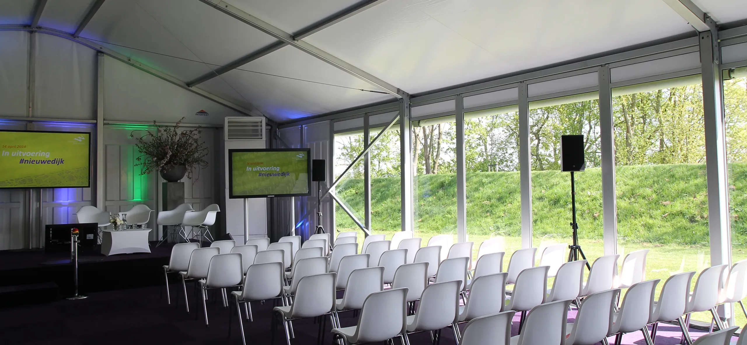 Zelthalle Alu Pavillon mit horizontalen Glaspaneelen für Tagungen, Kongresse, Symposien - Zelte für Firmenevents