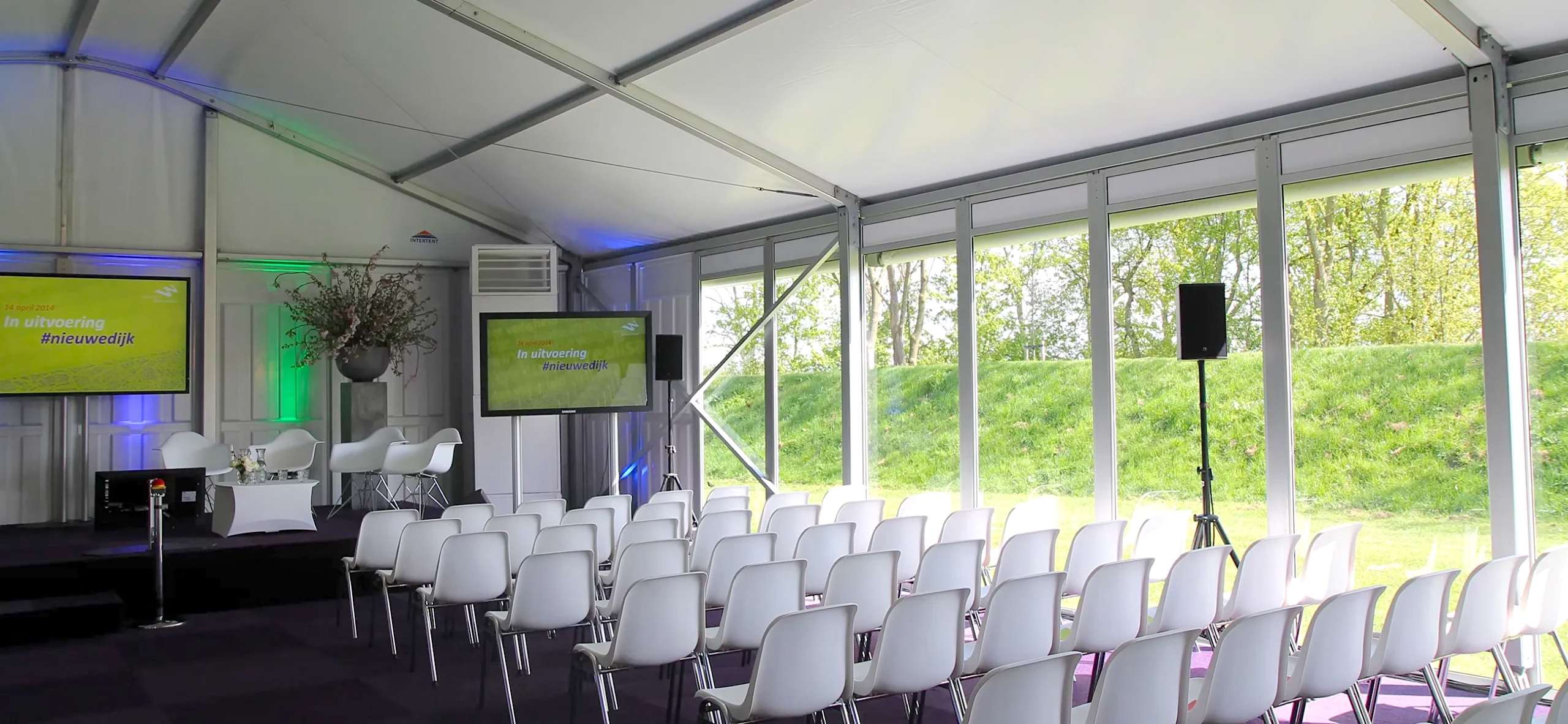 Zelthalle Alu Pavillon mit horizontalen Glaspaneelen für Tagungen, Kongresse, Symposien - Zelte für Firmenevents
