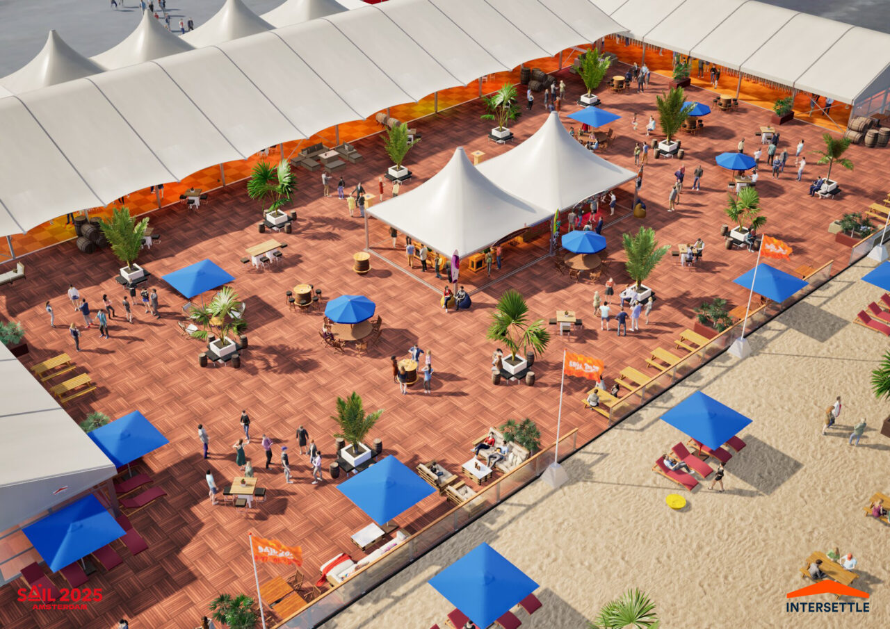 Grafiken SAIL Villages für SAIL Amsterdam 2025 - Konzeption für Hospitality Bereiche aus Zelten und Pagoden mit Strand für Sponsoren und Partner - Intersettle Zeltverleih - 6